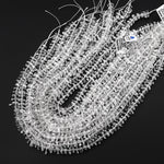 Natural Rock Crystal Quartz Freeform Rondelle 8mm 10mm Disc Beads Center Drilled Gemstone 15.5" Strand