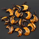 Natural Tiger's Eye Crescent Moon Gemstone Pendant