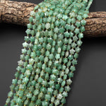 Faceted Natural Green Aventurine Beads 8mm Carved Star Gemstone 14.5" Strand
