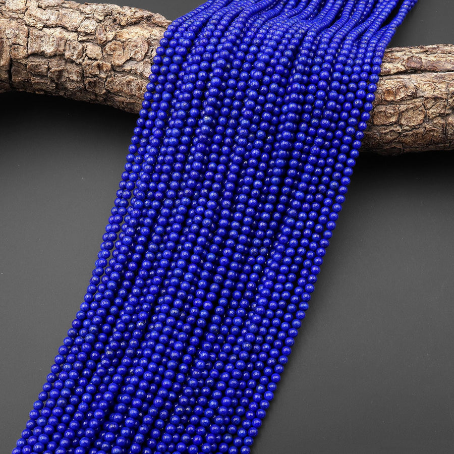 AAA+ Natural Blue Lapis 3mm Smooth Round Beads 15.5" Strand