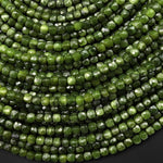 AAA Faceted Natural Serpentine Jade 4mm Cube Beads Gemstone 15.5" Strand