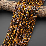 Faceted Natural Tiger's Eye Oval Gemstone Beads 6x8mm 15.5" Strand