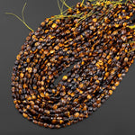 Faceted Natural Tiger's Eye Oval Gemstone Beads 6x8mm 15.5" Strand
