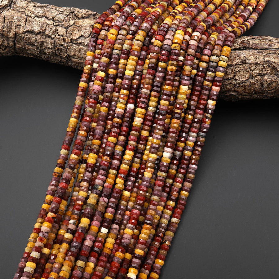 AAA Faceted Natural Australian Mookaite Heishi Rondelle Beads 5mm 15" Strand