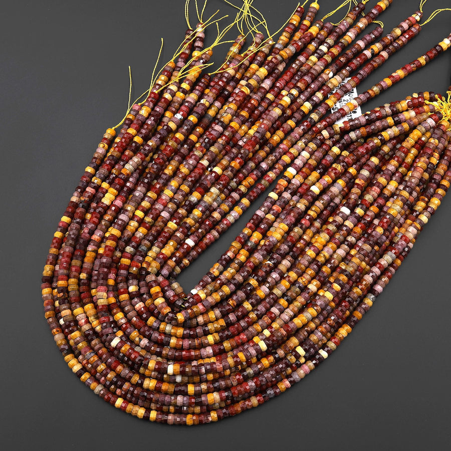 AAA Faceted Natural Australian Mookaite Heishi Rondelle Beads 5mm 15" Strand