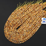 AAA Faceted Natural Yellow Crazy Lace Agate Heishi Rondelle Beads 4mm 15" Strand
