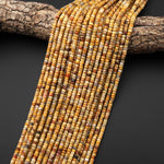 AAA Faceted Natural Yellow Crazy Lace Agate Heishi Rondelle Beads 4mm 15" Strand