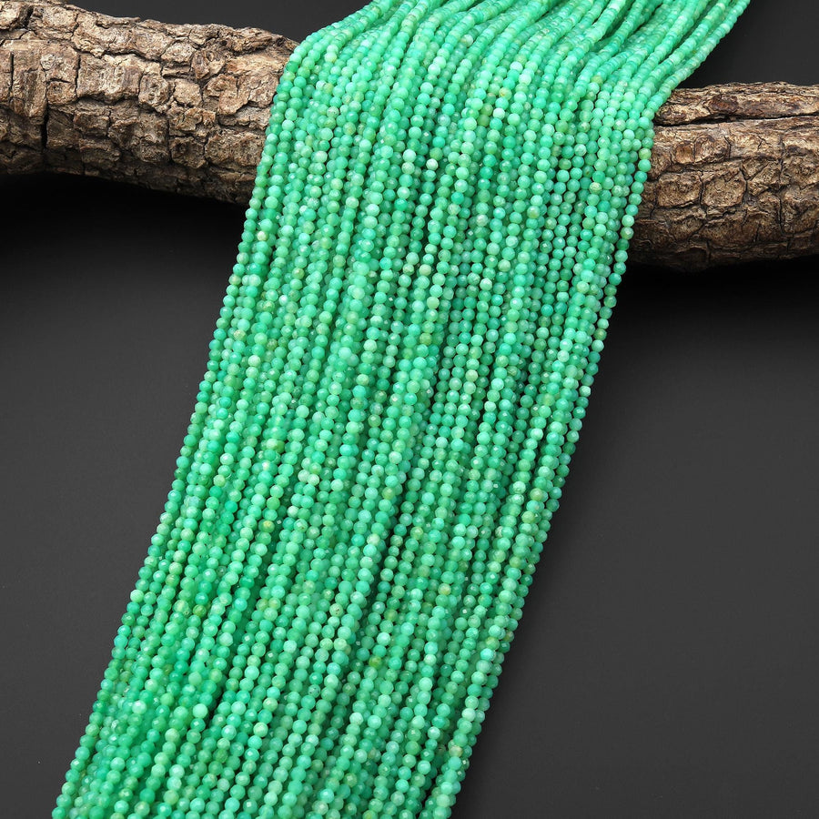 AAA Faceted Natural Australian Green Chrysoprase Round 4mm Beads Gemstone Beads 15.5" Strand