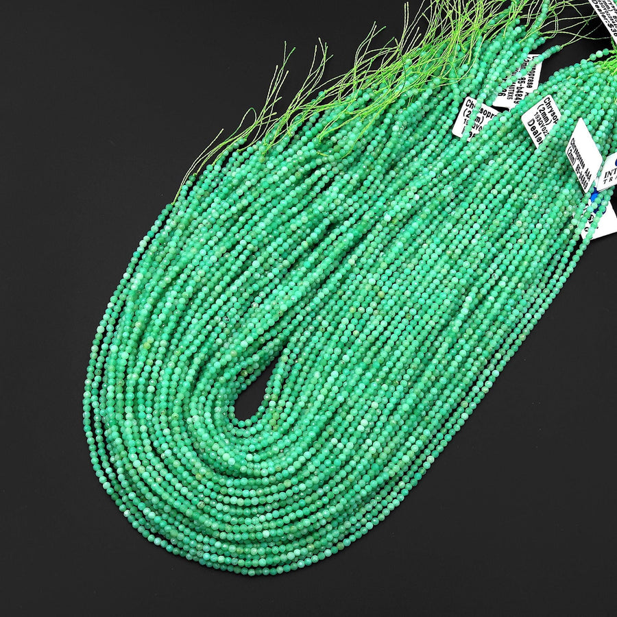 AAA Faceted Natural Australian Green Chrysoprase Round 4mm Beads Gemstone Beads 15.5" Strand