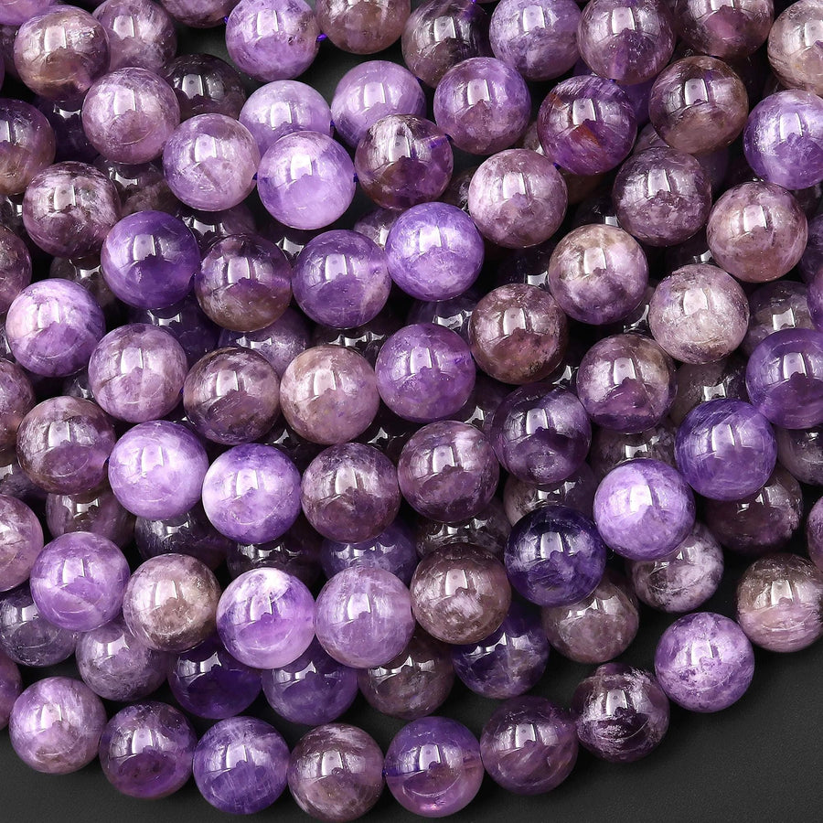 Rare Natural Smoky Amethyst Quartz 6mm 8mm 10mm 12mm 14mm 16mm Round Beads 15.5" Strand