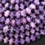 AAA Natural Lilac Lepidolite Faceted Hexagon Rectangle Wheel Beads 15" Strand