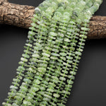 Natural Prehnite Beads 12mm Freeform Center Drilled Rondelle Disc Organic Cut Gemstone 15.5" Strand