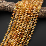 Natural Golden Yellow Citrine Freeform Thick Rondelle 8mm 10mm Beads 15.5" Strand