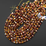 Natural Australian Mookaite Freeform Rondelle 8mm 10mm Beads Mauve Red Yellow Cream Colors 15.5" Strand