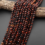 AAA Faceted Natural Red Tiger's Eye 8mm Rondelle Gemstone Beads 15" Strand