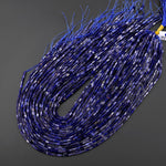 AAA Natural Blue Sodalite 4x2mm Thin Rectangle Tube Beads Gemstone 15.5" Strand