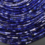 AAA Natural Blue Sodalite 4x2mm Thin Rectangle Tube Beads Gemstone 15.5" Strand