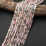 AAA Natural Nevada Pink Lapis 4x2mm Thin Rectangle Tube Beads Gemstone 15.5" Strand
