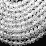 AAA Faceted Natural Rock Crystal Quartz Carved Heart Beads 8mm Gemstone 15.5" Strand