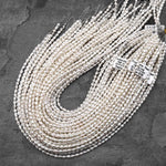 Genuine Freshwater Pearl 4mm Small White Rice Nugget Shape 14.5" Strand b1344