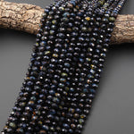 AAA Faceted Natural Dark Blue Tiger's Eye 8mm Rondelle Gemstone Beads 15" Strand