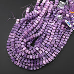 AAA Natural Lilac Lepidolite Center Drilled Rectangle Beads 15" Strand