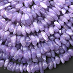 Rare Natural African Purple Opalized Chalcedony Freeform Pebble Center Drilled Nugget Beads Gemstone 15.5" Strand DK3616