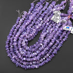 Rare Natural African Purple Opalized Chalcedony Freeform Pebble Center Drilled Nugget Beads Gemstone 15.5" Strand DK3616