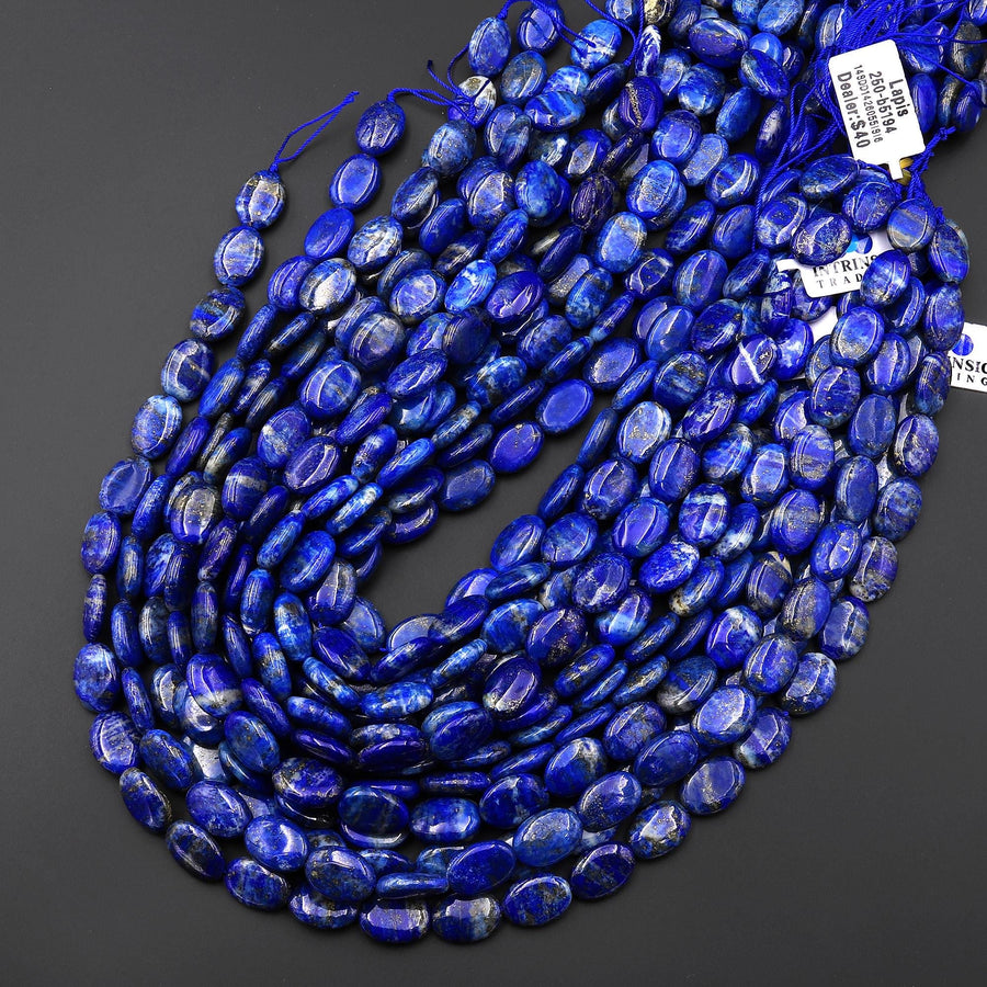 Natural Blue Lapis 10x14mm Smooth Oval Beads 15.5" Strand