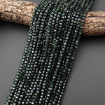 Faceted Green Goldstone Sandstone Beads 4mm Cube 14.5" Strand