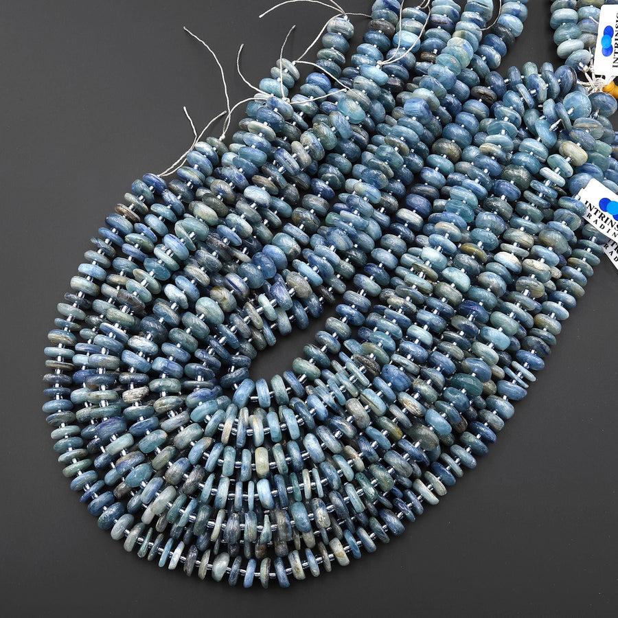 Natural Bicolor Blue Green Kyanite Heishi Rondelle Bead 10mm 15.5" Strand