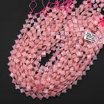 Four Leaf Clover 10mm Beads Natural Pink Rose Quartz Carved Faceted Flower Gemstone 15.5" Strand
