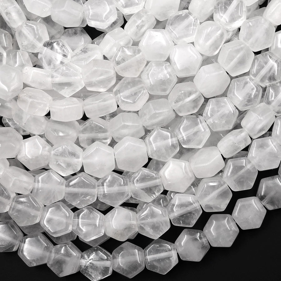 Natural Rock Crystal Quartz Beads Hexagon 8mm Gemstone 15.5" Strand