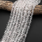 Natural Rock Crystal Quartz Freeform Rondelle 8mm 10mm Disc Beads Center Drilled Gemstone 15.5" Strand