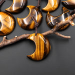 Natural Tiger's Eye Crescent Moon Gemstone Pendant