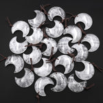 Natural Rock Crystal Quartz Crescent Moon Gemstone Pendant