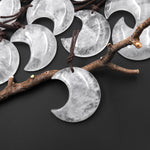 Natural Rock Crystal Quartz Crescent Moon Gemstone Pendant