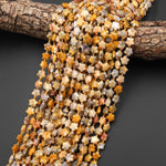 Faceted Natural Yellow Crazy Lace Agate Beads 8mm Carved Star Gemstone 14.5" Strand
