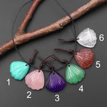 Hand Carved Natural Sea Shell Gemstone Pendant Bead Peruvian Amazonite Rose Quartz Amethyst Aventurine Strawberry Quartz Rock Crystal