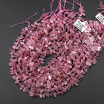 Natural Madagascar Mauve Pink Rose Quartz Freeform Pebble Nugget Beads Center Drilled Gemstone 15.5" Strand