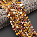 Four Leaf Clover 10mm Beads Natural Australian Mauve Red Yellow Mookaite Jasper Carved Faceted Flower Gemstone 15.5" Strand