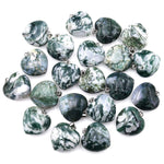 AAA Natural Moss Agate Pendant Puffy Heart 30mm Gemstone