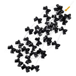 Hand Carved Natural Black Onyx Ribbon Bow Beads 3D