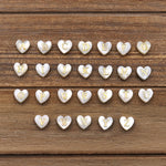 AAA Top Side Drilled Natural White Mother of Pearl Shell Beads 8mm Heart Gold Engraving Choose from 26 Alphabet Letters Name Initial