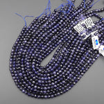 AAA Natural Midnight Blue Iolite Faceted 6mm Round Beads Genuine Gemstone 15.5" Strand B5286