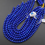 AAA+ Natural Denim Blue Lapis 8mm Smooth Round Beads Gemstone 15.5" Strand