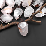 Faceted Natural Rock Quartz Point Pendant Side Drilled Gemstone Crystal Pendulum