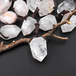 Faceted Natural Rock Quartz Point Pendant Side Drilled Gemstone Crystal Pendulum
