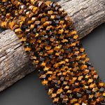 AAA Faceted Natural Tiger's Eye Chiseled Geometric Rectangle Nugget Rondelle Beads 12mm 15.5" Strand