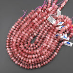 AAA Faceted Natural Strawberry Quartz Chiseled Geometric Rectangle Nugget Rondelle Beads 12mm 15.5" Strand